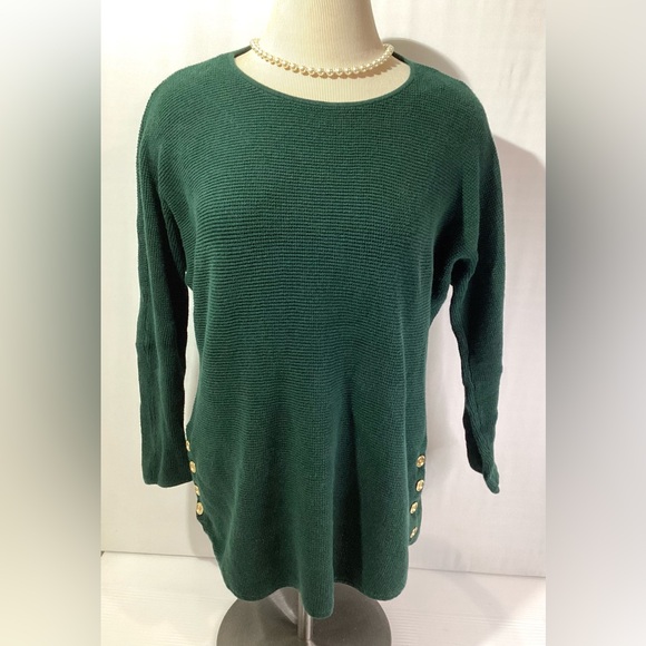 Michael Kors Woman’s Sweater Top Size M Color Green Long Sleeves Knit - Picture 2 of 12